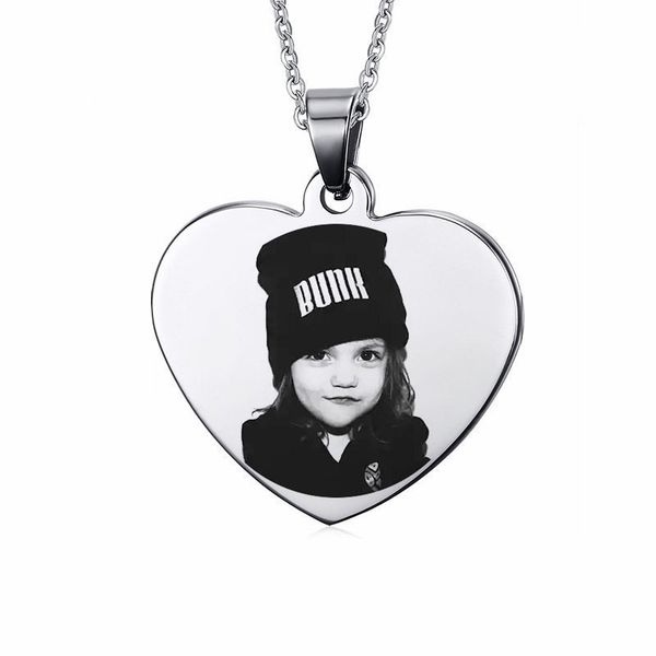 

personalised gift 316l stainless steel personalized name p heart dog tag pendant necklace customized necklace, Silver