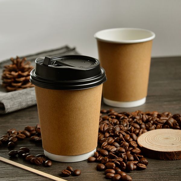 

8oz Eco Friendly Thick Kraft Paper Coffee Cup Cafe Hotel Disposable Water Cup Party Supplies 100pcs/lot SK752