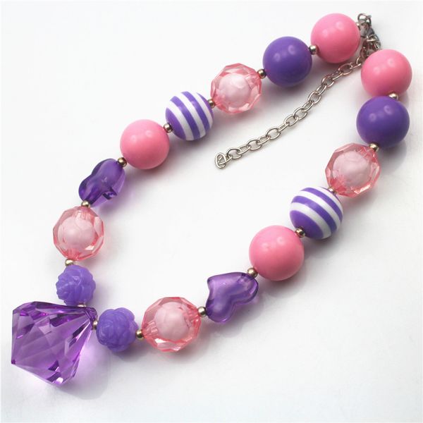 

purple waterdrop chunky children girls bubblegum chunky necklace girls necklace cb538
