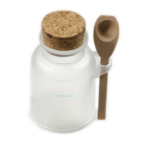 

wholesale- 1pcs 100g bath salt bottle cork seasoning sauce cruet spoon abs plastic jar