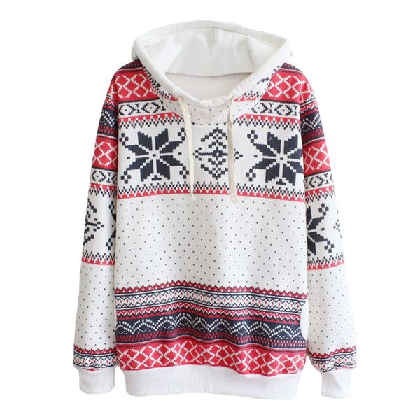 

wholesale-new jumpers womens fashion women snowflake print long sleeve pullover knitted sweater female christmas sweaters, White;black