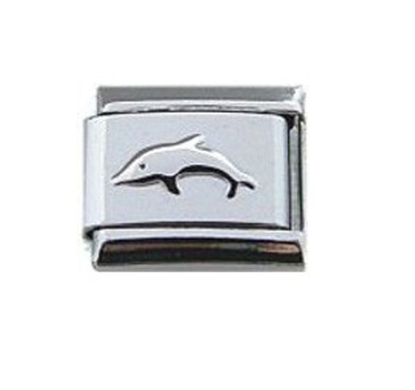 

Womens jewelry 9mm classic emboss dolphin Italian charm bracelet stainless steel modular charms link fits Nomination