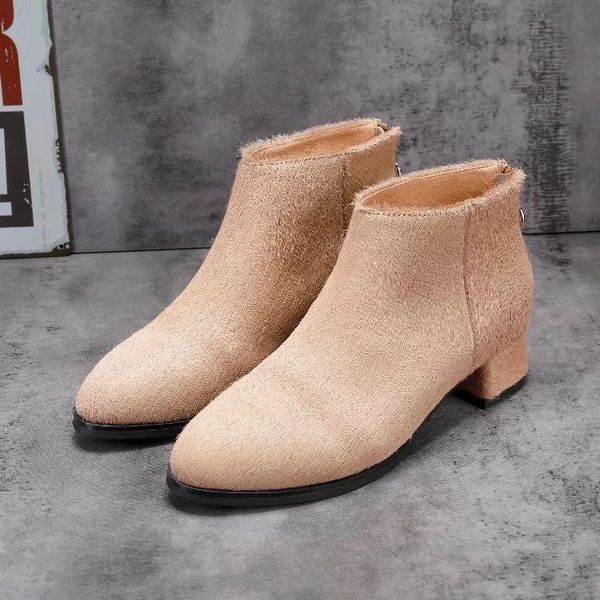 

new luxury womens fur ankle boots high heel 3cm knight fashion horsehair shoes zip size 35-40, Black