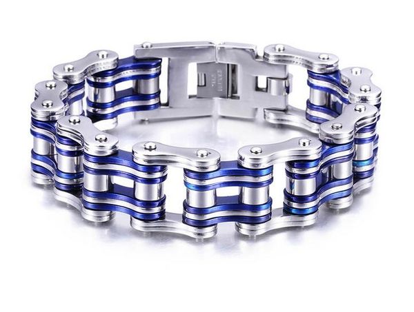 21mm schwere Männer blau rot Fahrrad 316L Edelstahl Armband Herren schwarz Fahrrad Biker Motorrad Kette Titan Stahl Armreif Schmuck