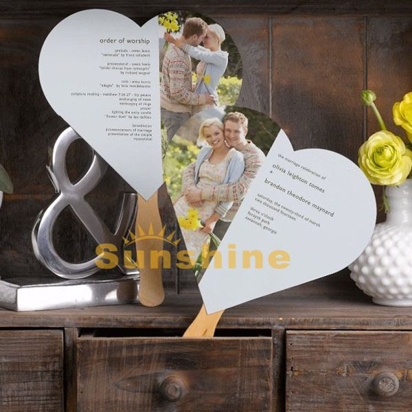 Wholesale Heart Custom Wedding Programs Fans Handmade Party