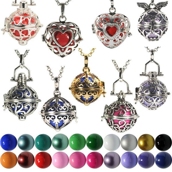 

2016 new pregnant bola ball jewel case pendant & chain angel caller necklace soft chime musical bell necklace including ball 8 styles, Silver