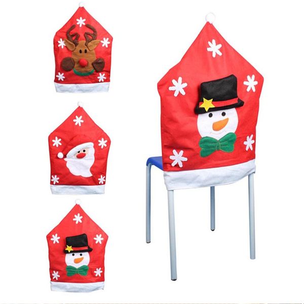 50 * 65 cm Weihnachtsmann-Hut-Stuhlhussen Hochwertige Weihnachts-Hirsch-Schneemann-Stuhl-Sets Weihnachtsdekorationen Weihnachtsmöbeldekoration