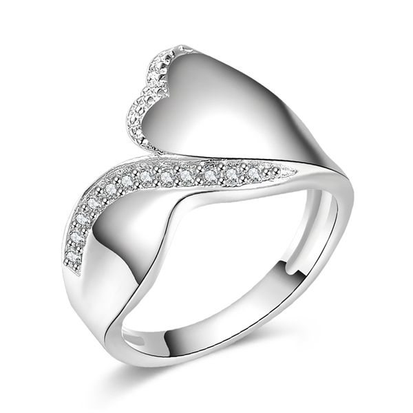

new 925 sterling silver fashion jewelry heart zircon ring sell girl gift 1490