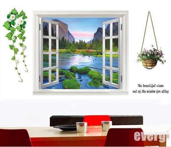 

wholesale-new large 3d valley window view wall art stickers vinyl decal home decor mural
