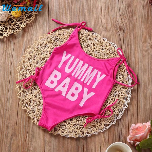 

wholesale- womail kids baby girls letter one piece swimsuit swimwear bathing suit bikini clothes levert dropship apr17, White;black
