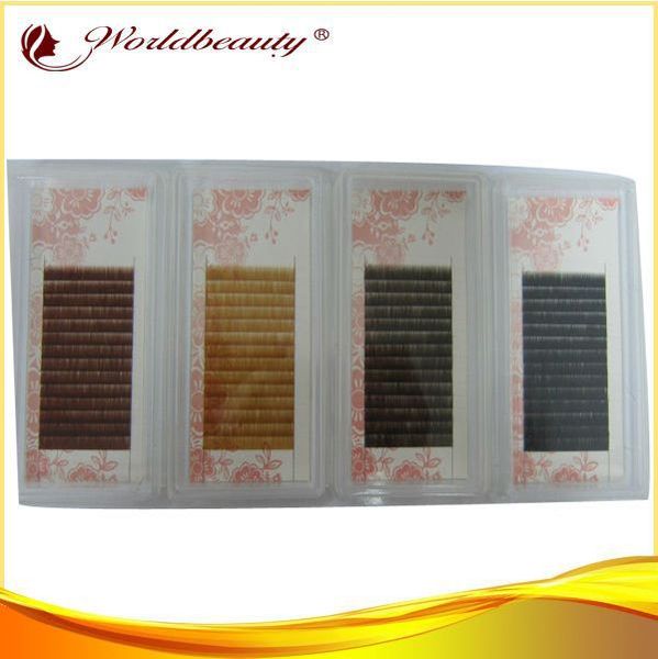

Wholesale-Best 4 tray per lot 5mm 6mm 7mm 8mm black, dark brown ,med brown and light brown,red brown silk eyebrow extensions