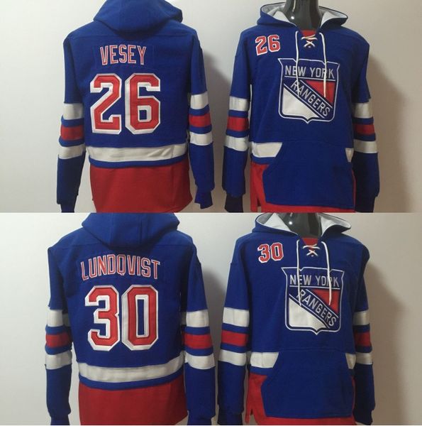 

New York Rangers Hockey Hoodie 30 Henrik Lundqvist 26 Jimmy Vesey Hockey Jerseys Men Stitched Jersey