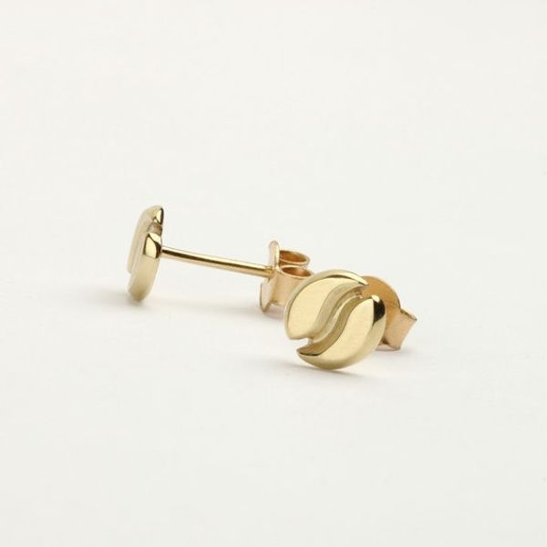 

1pair- s037 gold silver coffee bean earrings pea stud earrings espresso bean coffee addict stud earrings tai ji stud earrings, Golden;silver