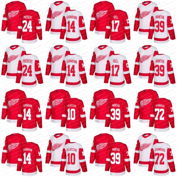 

2018 новый детройт ред уингз 10 алекс дельвеккио 72 андреас атанасиу 24 боб проберт 14 брендан шанахан 17 бретт халл хоккей трикотажные изде, Black;red