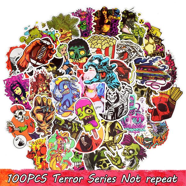 

100pcs car stickers poster wall blackboard horrible stickers for guitar lapskateboard luggage bicycle diy waterproof sticker