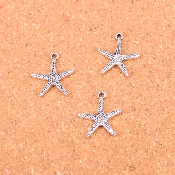 98 pcs de Prata Antigo Banhado A estrela do mar Encantos Pingentes para Pulseira Europeia Jóias Fazendo DIY Handmade 20 * 18mm