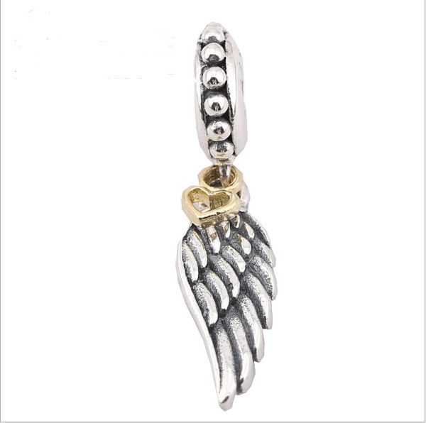 

fits beads charms authentic 925 sterling silver bead dangle angle wings charm pendant ml, Bronze;silver