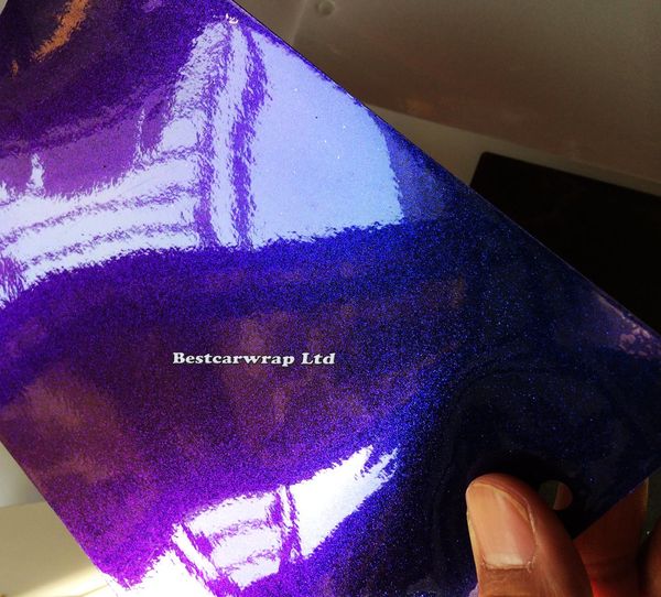 Фиолетово-синяя жемчужная глянцевая виниловая пленка-хамелеон с воздушными пузырьками, блестящие шлепанцы, блестящая жемчужная наклейка для автомобиля, размер 1 52 295h