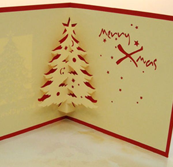 

pop up invitations greeting cards 3d handmade merry christmas party postcards xmas tree paper festival gifts
