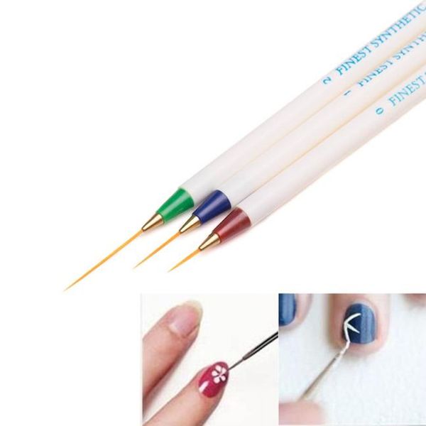 

wholesale- 3pcs nail art design set dotting painting drawing brush pen make up tools for women girls, Yellow