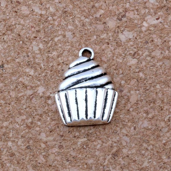 

mic .100pcs/ lot antique silver alloy single-sided cupcake dessert food cake charms pendant 14.5x20mm diy jewelry a-127, Bronze;silver