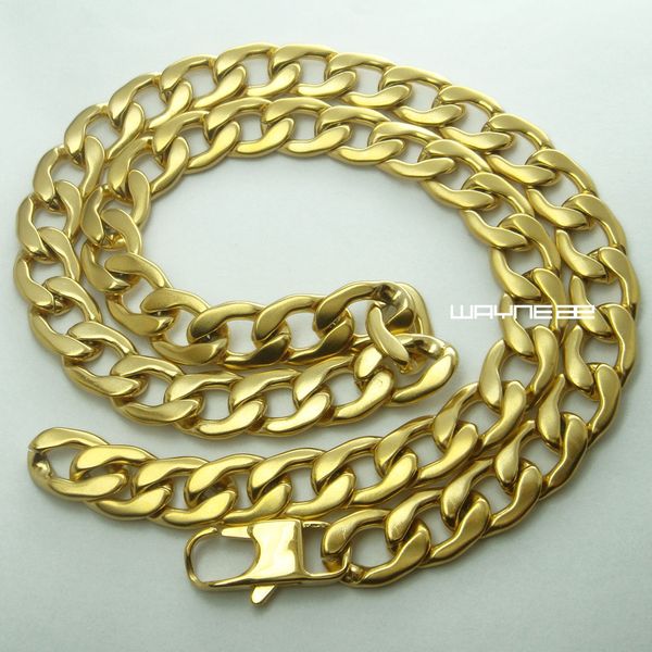 

60cm, 70cm mens chain gold tone curb link stainless steel necklace 11mm w n293, Silver