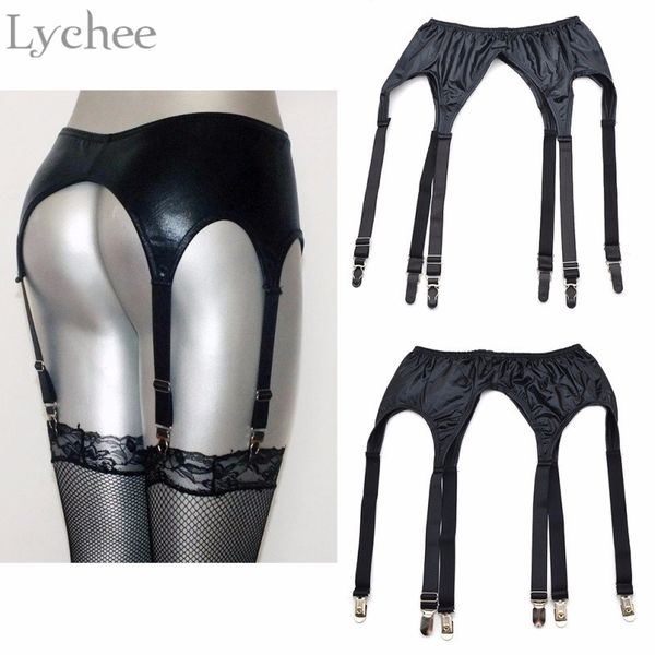 

wholesale-lychee 1 piece harajuku punk women knee leg garter belt black pvc leather leg ring suspender intimates, Black;white