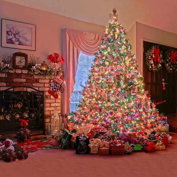 Ful Sparkling Christmas Tree Backdrop Photography Flower Garlands