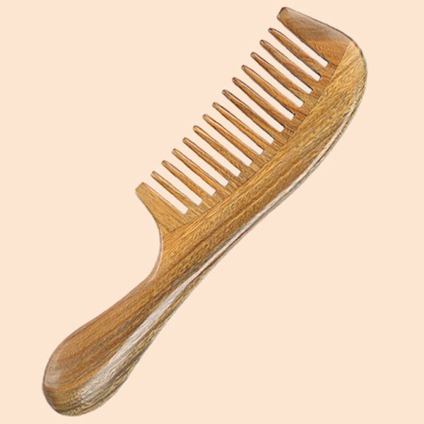 

wood beard hair wide toothed combs dryer care styling accessory, Silver