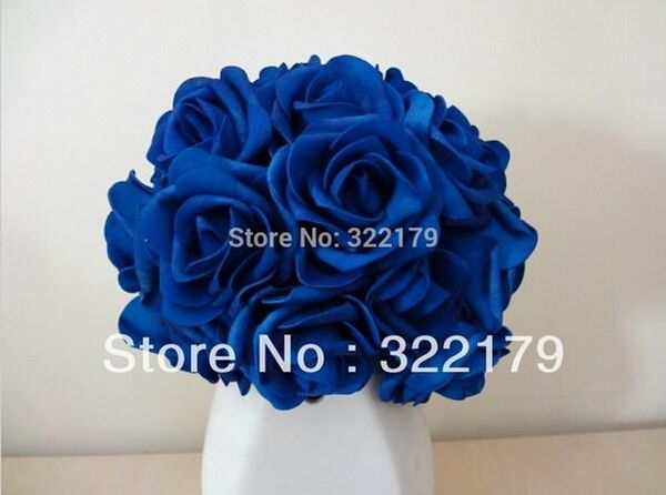 Fiori artificiali Rose blu reale per bouquet da sposa Bouquet da sposa Disposizione delle decorazioni per matrimoni Centrotavola PE rose