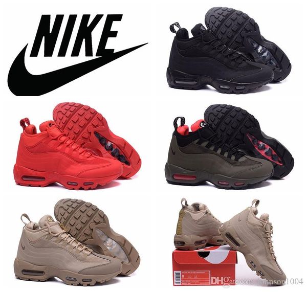 Großhandel Nike Air Max 95 Sneakerboot 20th Anniversary Alle Schwarz Rot High Top Laufschuhe Beige Braun Airmax 95 Sportschuhe Maxes 95 Sportschuhe Designer Nike Air Max 95 Rosa Schwarz Beige Grau High