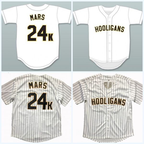 

Mens Womens Youth 24K Bruno Mars Hooligans White Baseball Jersey BET Awards Baseball Jerseys All Stitched Mix Order