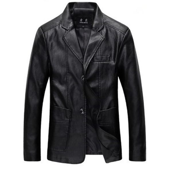 

wholesale- plus size mens formal suit leather blazer jacket black khaki brown men slim fit lether jackets coats m-4xl 5xl 6xl