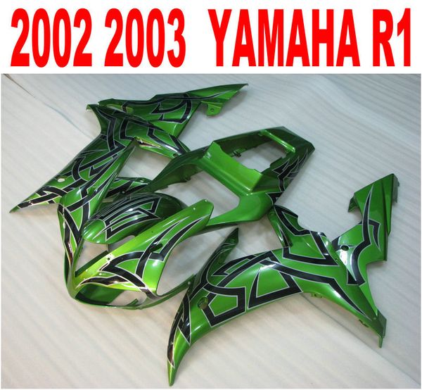 Spritzguss neuer Aftermarket für Yamaha-Verkleidungen YZF-R1 2002 2003 grün-schwarzes Kunststoff-Verkleidungsset YZF R1 02 03 HS41