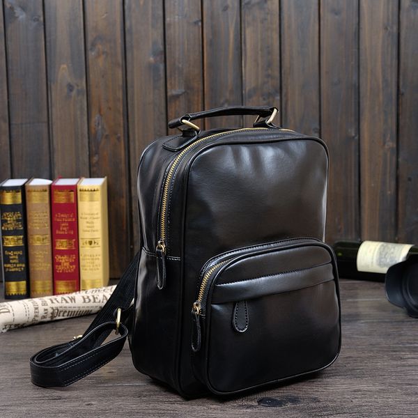 

wholesale-genuine leather backpack vintage back pack male college male lapbackpacks retro mens shoulder bags 2015 new