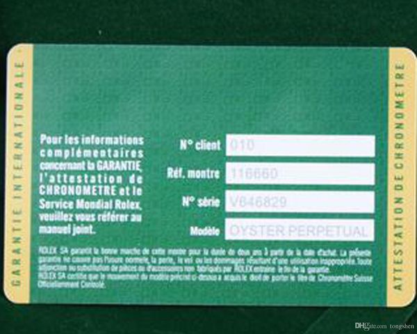 

10 pcs / lot design luxury green rx , hblot , mb card for pen / wallet / watch /bracelet