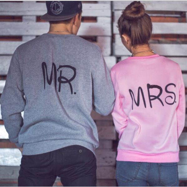 

Couples Dress Man And Women's sweater Letter Printed In The back Fleece Hoodies Gray And Pink