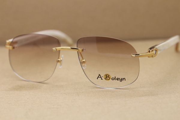 

rimless designer horn buffalo genuine size:56-18-140mm t8100928 white natural sunglasses brand glasses frame oversized pdqtr, Slivery;brown