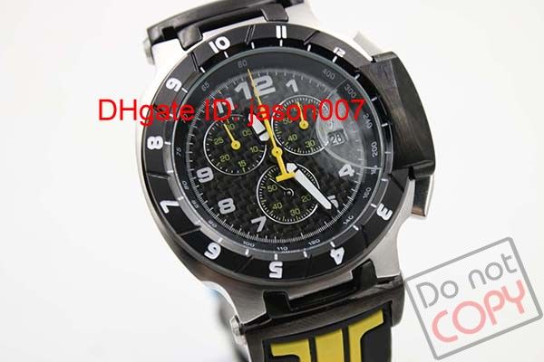 

горячая распродажа мужская t-race черный циферблат япония кварцевый рабочий chrono желтый резиновый ремешок наручные мужские часы часы, Slivery;brown