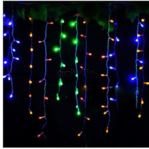 

holiday christmas garden curtain icicle string led lights decoration 8 flash modes 110v-220v 4mx0.75m 144 leds waterproof