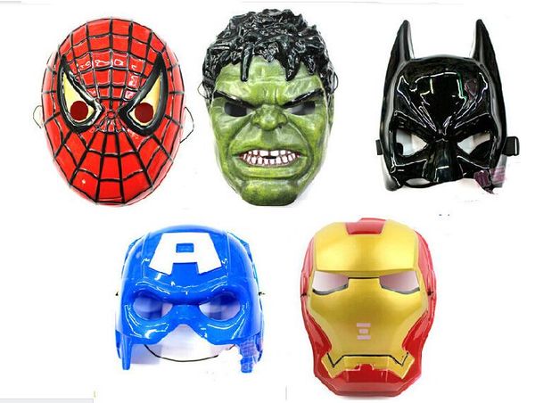 

spiderman hulk batman captain america ironman avengers face mask plastic children halloween masquerade party toys