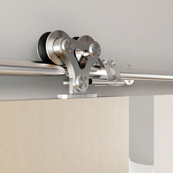 2019 Stainless Steel Hollow Cut Twin Wheel Sliding Barn Wood Door Closet Door Hardware Top Mount Interior Sliding Barn Door Track Kit From Homedecor1