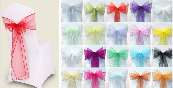 

chair cover sashes organza material 100 pcs wedding sash wedding party decorations bow 110 color,wedding decor ,ing