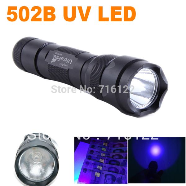 

wholesale-new ultrafire wf-502b cree uv led 502b purple light uv 395nm ultraviolet lamp ing