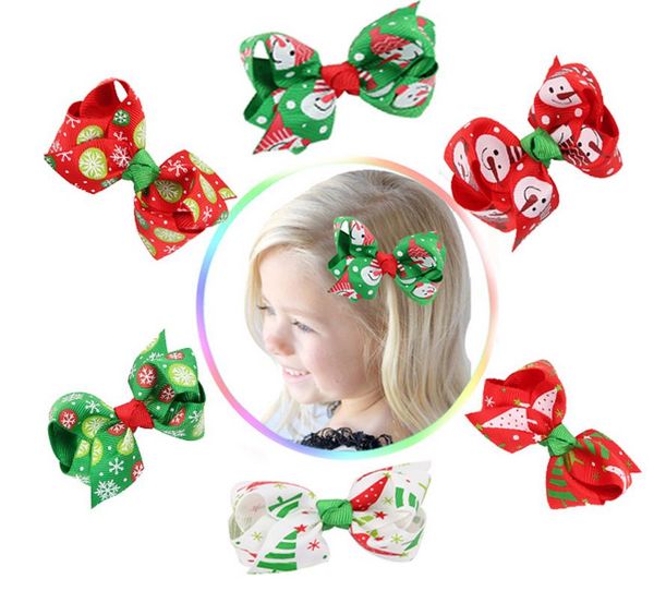 

christmas baby girls hair clips grosgrain ribbon hair bows children hair accessories baby hairbows girl hair bows, Slivery;white