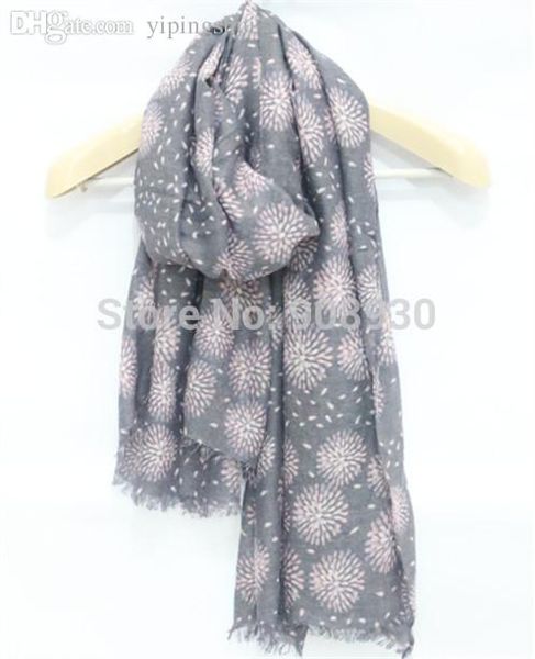 

wholesale-new women floral hijab shawl tassel fringes cotton polyester soft scarf floral print hijab, Blue;gray