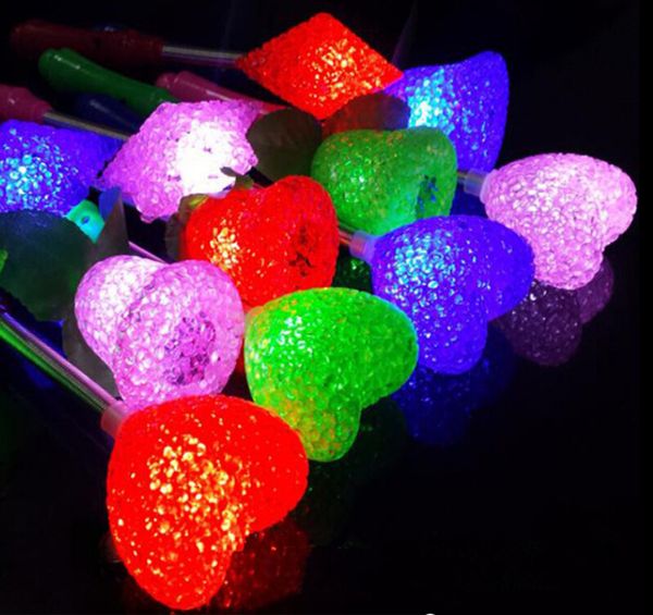 

ems dhl 100pcs crystal heart christmas party supplies led glow sticks flash sticks light up wand party disco ktv kids toys