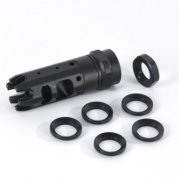 

223 5.56 1/2x28rh threads muzzle brake recoil reducer compensator with crush washer and jam nut