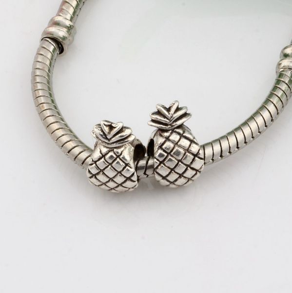 

горячо !античный серебряный сплав ананас большое отверстие шарика подходят европейские бусины браслет 7x12mm, Black