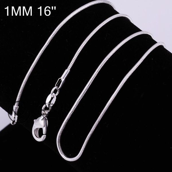 

925 sterling silver plated snake necklace chain of 1mm 16" 18" 20" 22" 24" inch fashion pendant chain c010